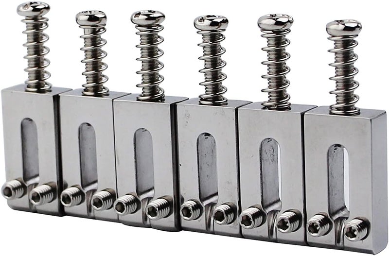 guyker Guitar Bridge Saddles (Set of 6) - 10.5MM Stainless Steel Polished Modern Guitar Tremolo Bridge Saddles Compatible with ST Electric Guitar - Image 2